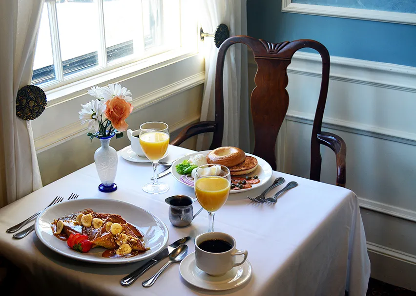 Breakfast for two by a sunny window